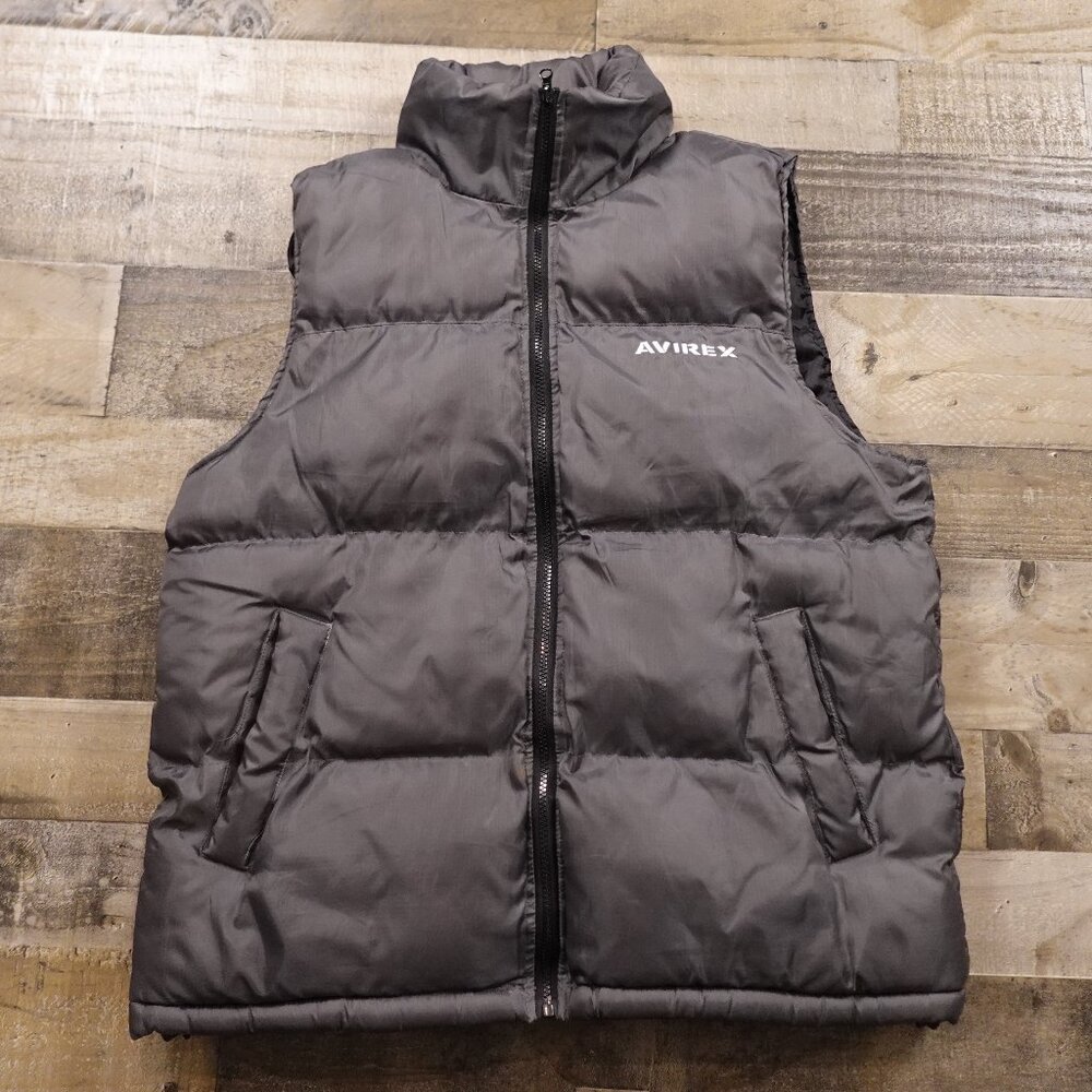 Avirex puffer vest‎ men's medium gray full zip